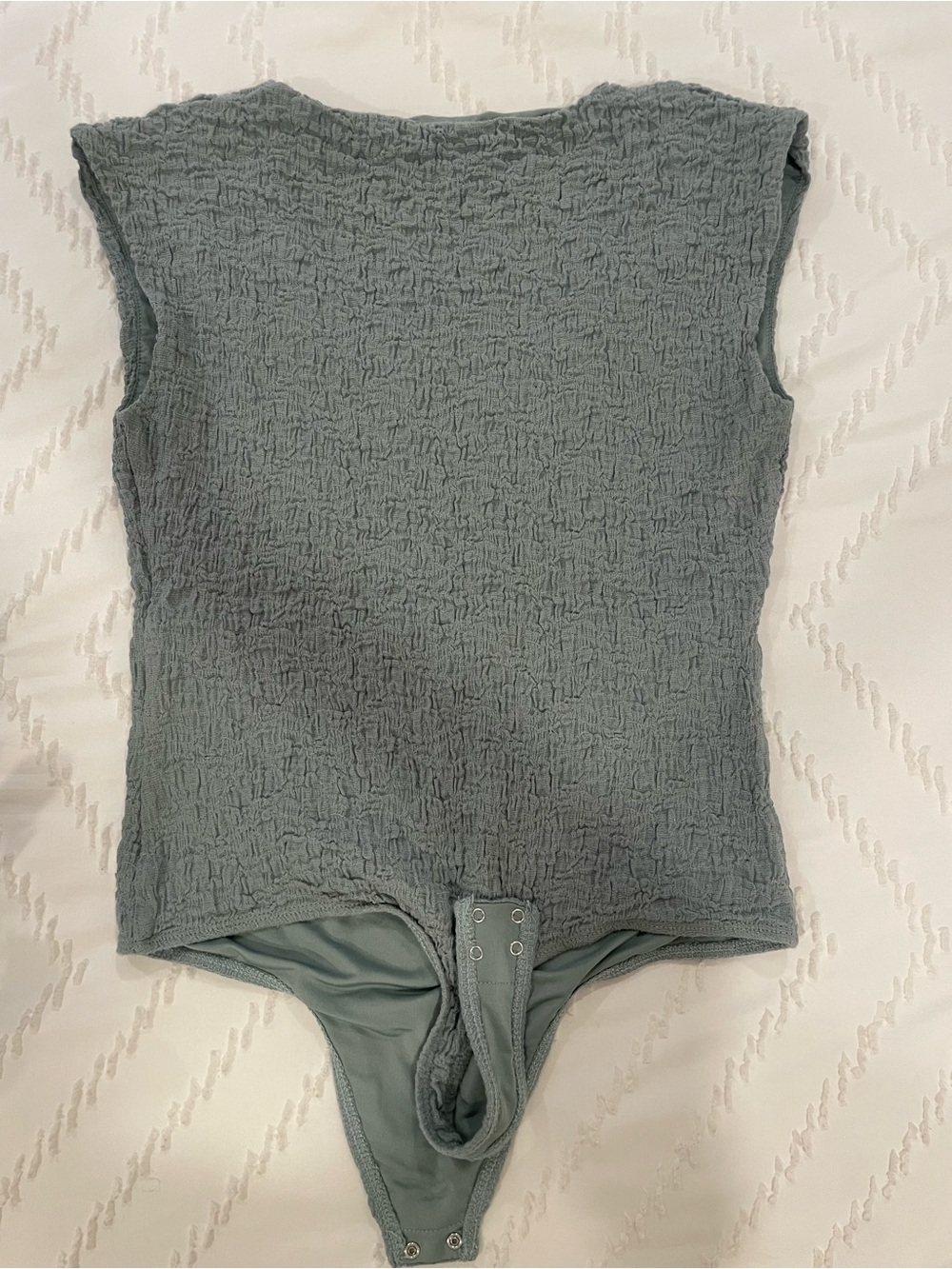 Bar III Sage Green Textured Scoop Neck Bodysuit - Picture 2 of 5